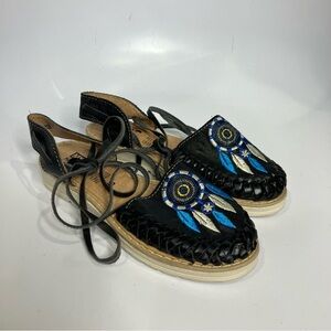 Made in Mexico black‎ lace up Huraches dream catcher design size 6
